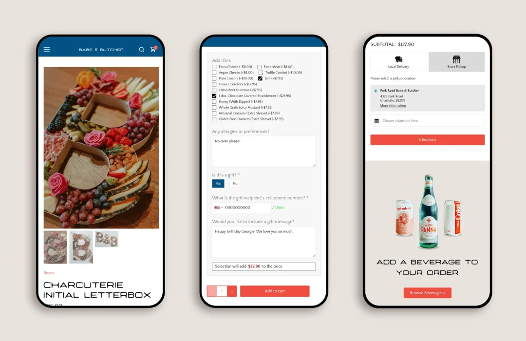 Babe & Butcher Mobile Ordering Views